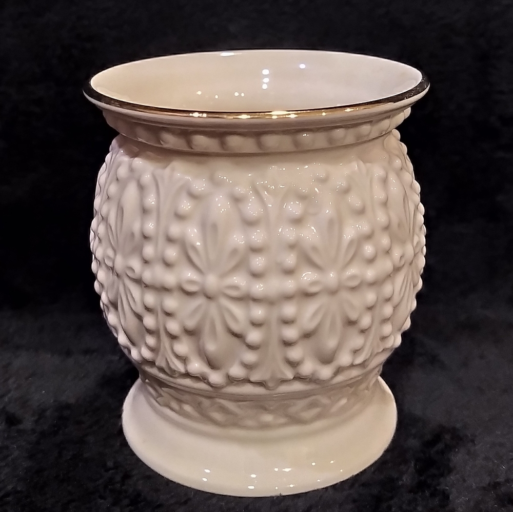 Lenox Tealight Holder with Brass trim - Ivory